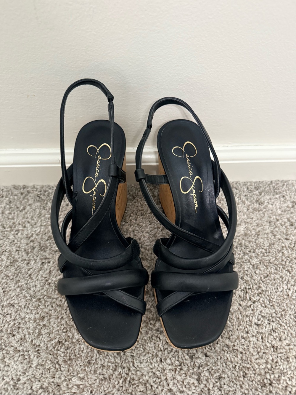 Jessica Simpson Wedges Black and Cork